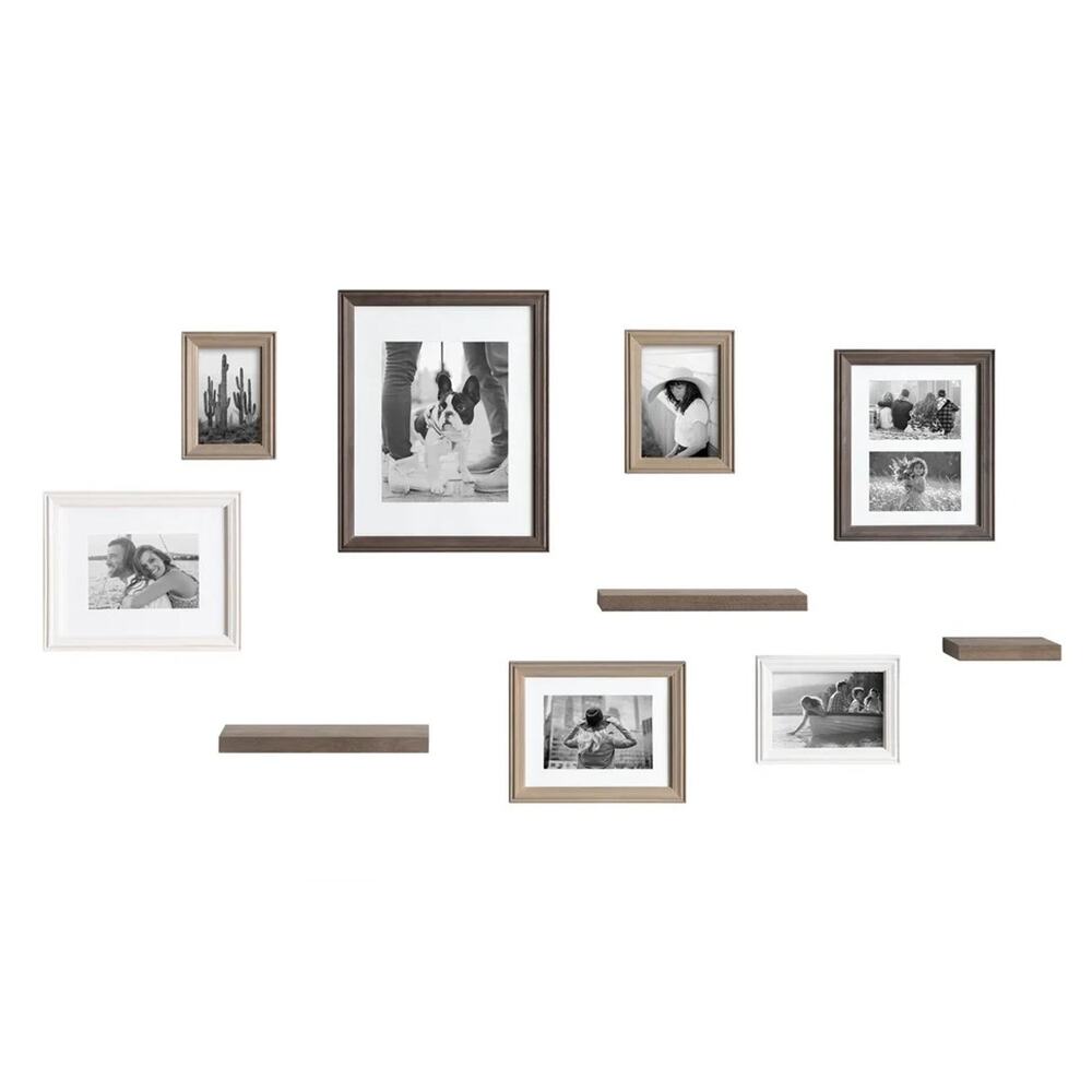 Kate and Laurel Bordeaux Gallery Wall Frame And Shelf Kit 10 pc Deco Wall